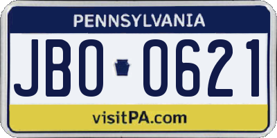 PA license plate JBO0621