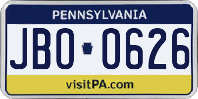 PA license plate JBO0626