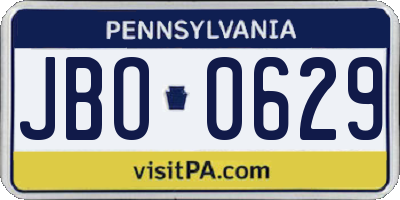 PA license plate JBO0629
