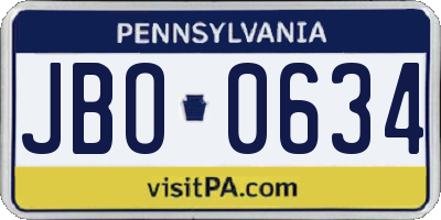 PA license plate JBO0634
