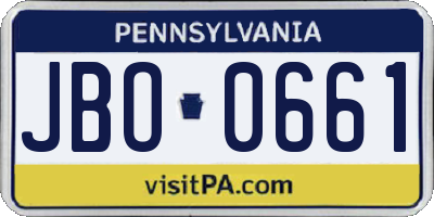 PA license plate JBO0661