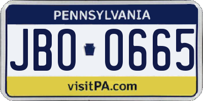 PA license plate JBO0665