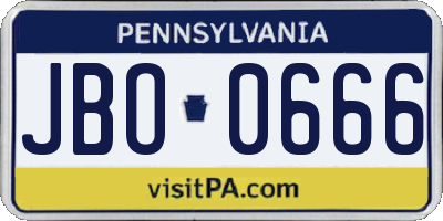 PA license plate JBO0666