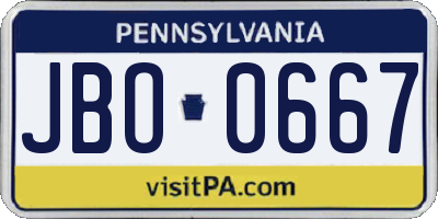 PA license plate JBO0667