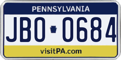 PA license plate JBO0684
