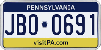PA license plate JBO0691