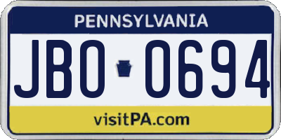 PA license plate JBO0694