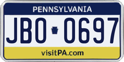PA license plate JBO0697