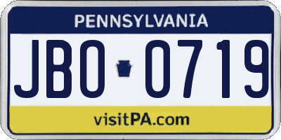 PA license plate JBO0719