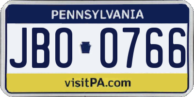 PA license plate JBO0766