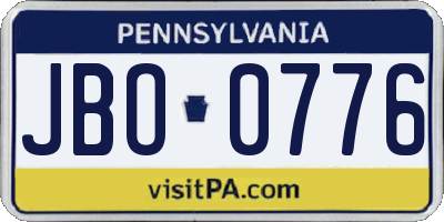 PA license plate JBO0776