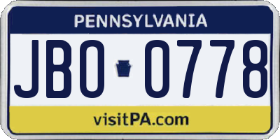 PA license plate JBO0778