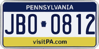 PA license plate JBO0812
