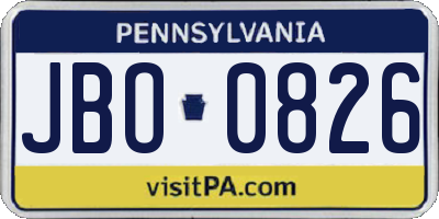 PA license plate JBO0826