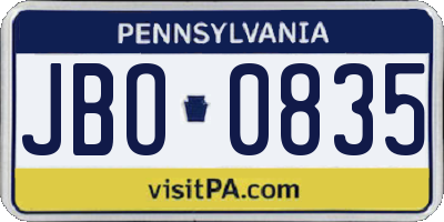 PA license plate JBO0835