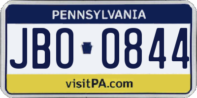 PA license plate JBO0844