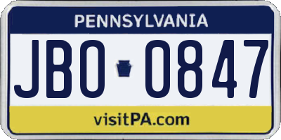 PA license plate JBO0847