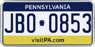 PA license plate JBO0853