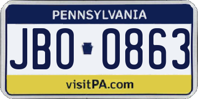PA license plate JBO0863