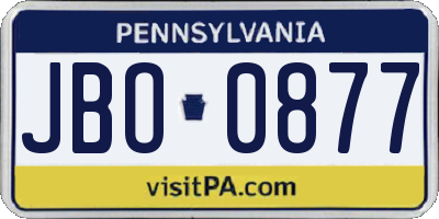 PA license plate JBO0877