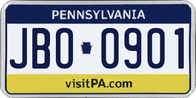 PA license plate JBO0901
