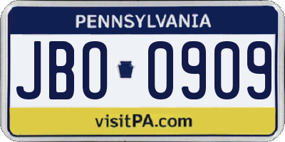 PA license plate JBO0909
