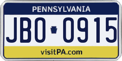 PA license plate JBO0915
