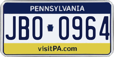 PA license plate JBO0964