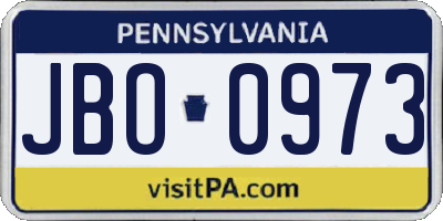 PA license plate JBO0973