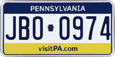 PA license plate JBO0974