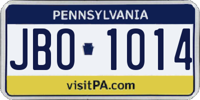 PA license plate JBO1014