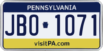 PA license plate JBO1071