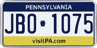 PA license plate JBO1075