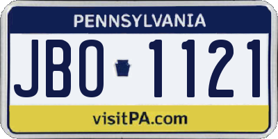 PA license plate JBO1121