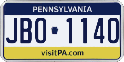 PA license plate JBO1140