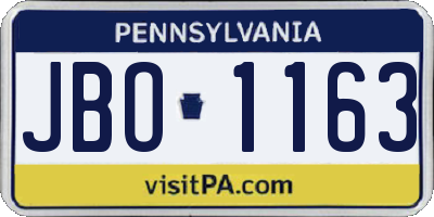 PA license plate JBO1163