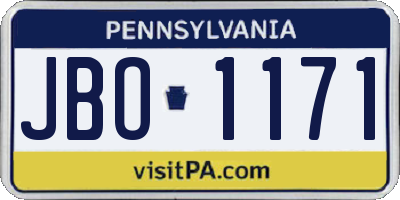 PA license plate JBO1171