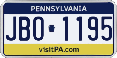 PA license plate JBO1195