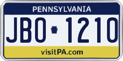 PA license plate JBO1210