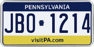 PA license plate JBO1214