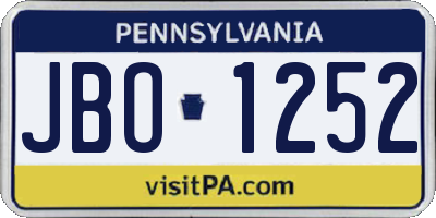 PA license plate JBO1252