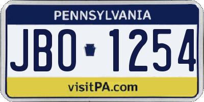 PA license plate JBO1254