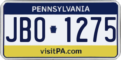 PA license plate JBO1275