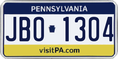 PA license plate JBO1304