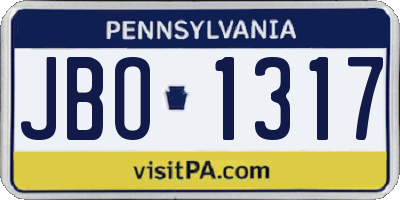 PA license plate JBO1317