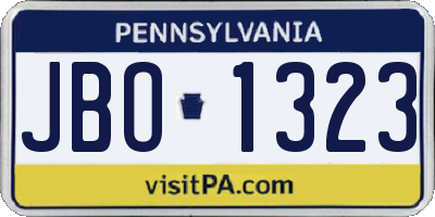 PA license plate JBO1323