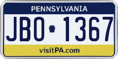 PA license plate JBO1367