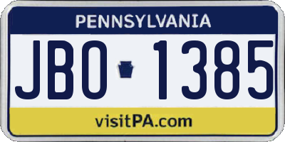 PA license plate JBO1385