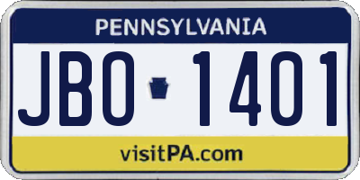 PA license plate JBO1401