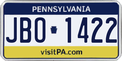 PA license plate JBO1422
